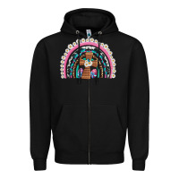 Black easter cross daisy egg rainbow Zipper Hoodie - Artiststas