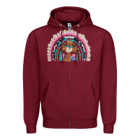 Burgundy easter cross daisy egg rainbow Zipper Hoodie - Artiststas