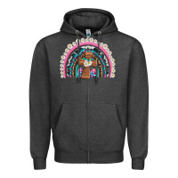 Charcoal Heather easter cross daisy egg rainbow Zipper Hoodie - Artiststas
