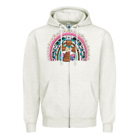 Oatmeal Heather easter cross daisy egg rainbow Zipper Hoodie - Artiststas