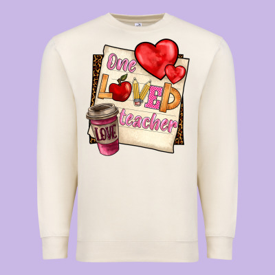 One Loved Teacher Premium Sweatshirt Designed By Barkaloodesign
