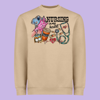 Nursing In My Heart Heavyweight Sweatshirt Designed By Racoondesign