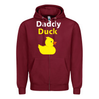 Burgundy Funny Daddy Duck Rubber Duck Zipper Hoodie - longCreatives