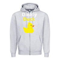 Heather Grey Funny Daddy Duck Rubber Duck Zipper Hoodie - longCreatives