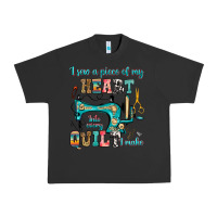 Pigment Black i sew a piece of my heart into every quilt i make Urban Heavy Tee - RanaPortraitStore