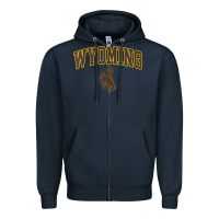 Navy Womens Wyoming Cowboys Apparel Fan Favorite Arch Zipper Hoodie - longCreatives
