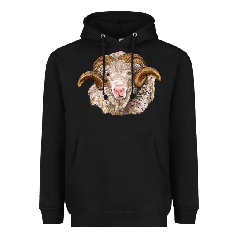 Merino Wool Ram Heavyweight Hoodie by BarkalooDesign | Teevron