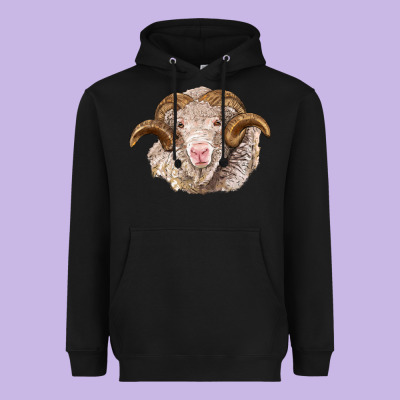 Merino Wool Ram Heavyweight Hoodie Designed By Barkaloodesign