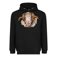 Black merino wool ram Heavyweight Hoodie - BarkalooDesign