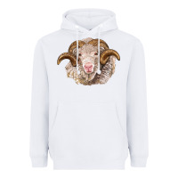 White merino wool ram Heavyweight Hoodie - BarkalooDesign