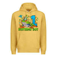 Antique Gold birthday boy frog age 1 Premium Hoodie - LillyAllenDesigns