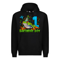 Black birthday boy frog age 1 Premium Hoodie - LillyAllenDesigns