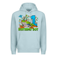 Blue Mist birthday boy frog age 1 Premium Hoodie - LillyAllenDesigns