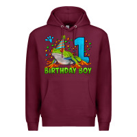 Burgundy birthday boy frog age 1 Premium Hoodie - LillyAllenDesigns