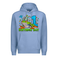 Colony Blue birthday boy frog age 1 Premium Hoodie - LillyAllenDesigns