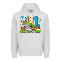 Dove Grey birthday boy frog age 1 Premium Hoodie - LillyAllenDesigns