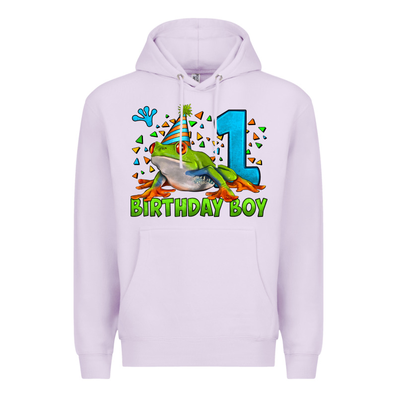 Birthday Boy Frog Age 1 Premium Hoodie by LillyAllenDesigns | Teevron