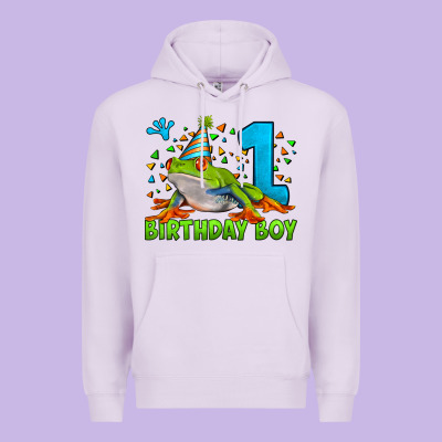 Birthday Boy Frog Age 1 Premium Hoodie Designed By Lillyallendesigns