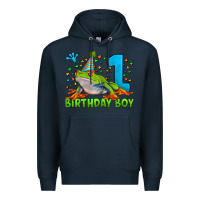 Navy birthday boy frog age 1 Premium Hoodie - LillyAllenDesigns