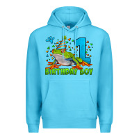 Ocean Blue birthday boy frog age 1 Premium Hoodie - LillyAllenDesigns