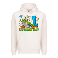 Pale Pink birthday boy frog age 1 Premium Hoodie - LillyAllenDesigns
