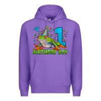 Purple birthday boy frog age 1 Premium Hoodie - LillyAllenDesigns
