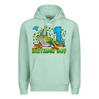 Seafoam birthday boy frog age 1 Premium Hoodie - LillyAllenDesigns