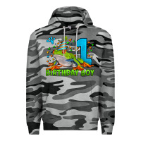 Slate Camo birthday boy frog age 1 Premium Hoodie - LillyAllenDesigns