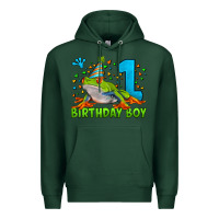 Sports Green birthday boy frog age 1 Premium Hoodie - LillyAllenDesigns