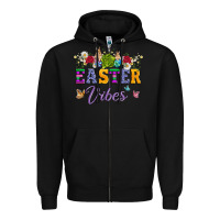 Black easter vibes and butterfly with bunny and flowers Zipper Hoodie - Artiststas