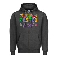 Charcoal Heather easter vibes and butterfly with bunny and flowers Zipper Hoodie - Artiststas