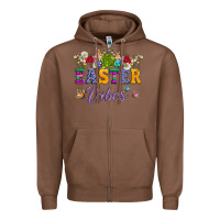 Chestnut easter vibes and butterfly with bunny and flowers Zipper Hoodie - Artiststas