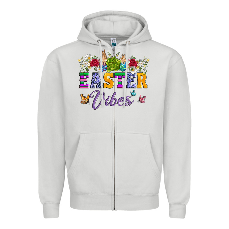 Easter Vibes And Butterfly With Bunny And Flowers Zipper Hoodie by Artiststas | Teevron