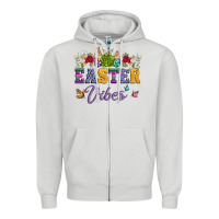 Dove Grey easter vibes and butterfly with bunny and flowers Zipper Hoodie - Artiststas
