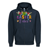 Navy easter vibes and butterfly with bunny and flowers Zipper Hoodie - Artiststas