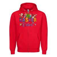 Red easter vibes and butterfly with bunny and flowers Zipper Hoodie - Artiststas