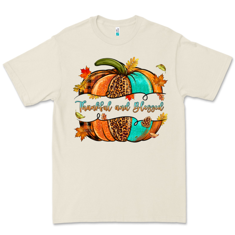 Pumpkin Thankful And Blessed Premium Tee by NancyCooperArtShop | Teevron