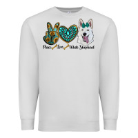 Dove Grey peace love white Sepherd Premium Sweatshirt - BarkalooDesign