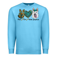 Ocean Blue peace love white Sepherd Premium Sweatshirt - BarkalooDesign