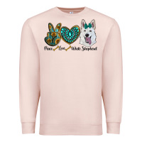 Pale Pink peace love white Sepherd Premium Sweatshirt - BarkalooDesign