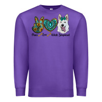 Purple peace love white Sepherd Premium Sweatshirt - BarkalooDesign