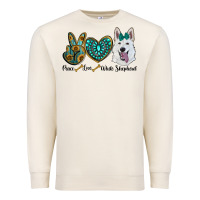 Sandshell peace love white Sepherd Premium Sweatshirt - BarkalooDesign