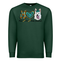 Sports Green peace love white Sepherd Premium Sweatshirt - BarkalooDesign