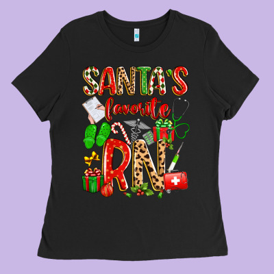 Santa's Favorite Rn Ladies Tee Designed By Texasbilliewilder