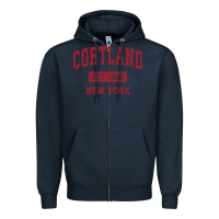Navy Cortland New York NY Vintage Sports Design Red Design Sweat Zipper Hoodie - longCreatives