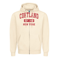 Cortland New York Ny Vintage Sports Design Red Design Sweat Zipper Hoodie | Teevron