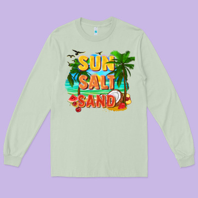 Sun Salt Sand Long Sleeve Tee Designed By Fadigitalartstudio