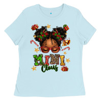 Baby Blue mini claus messy bun Ladies Tee - texasbilliewilder