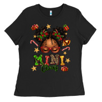 Black mini claus messy bun Ladies Tee - texasbilliewilder