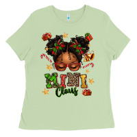 Matcha mini claus messy bun Ladies Tee - texasbilliewilder